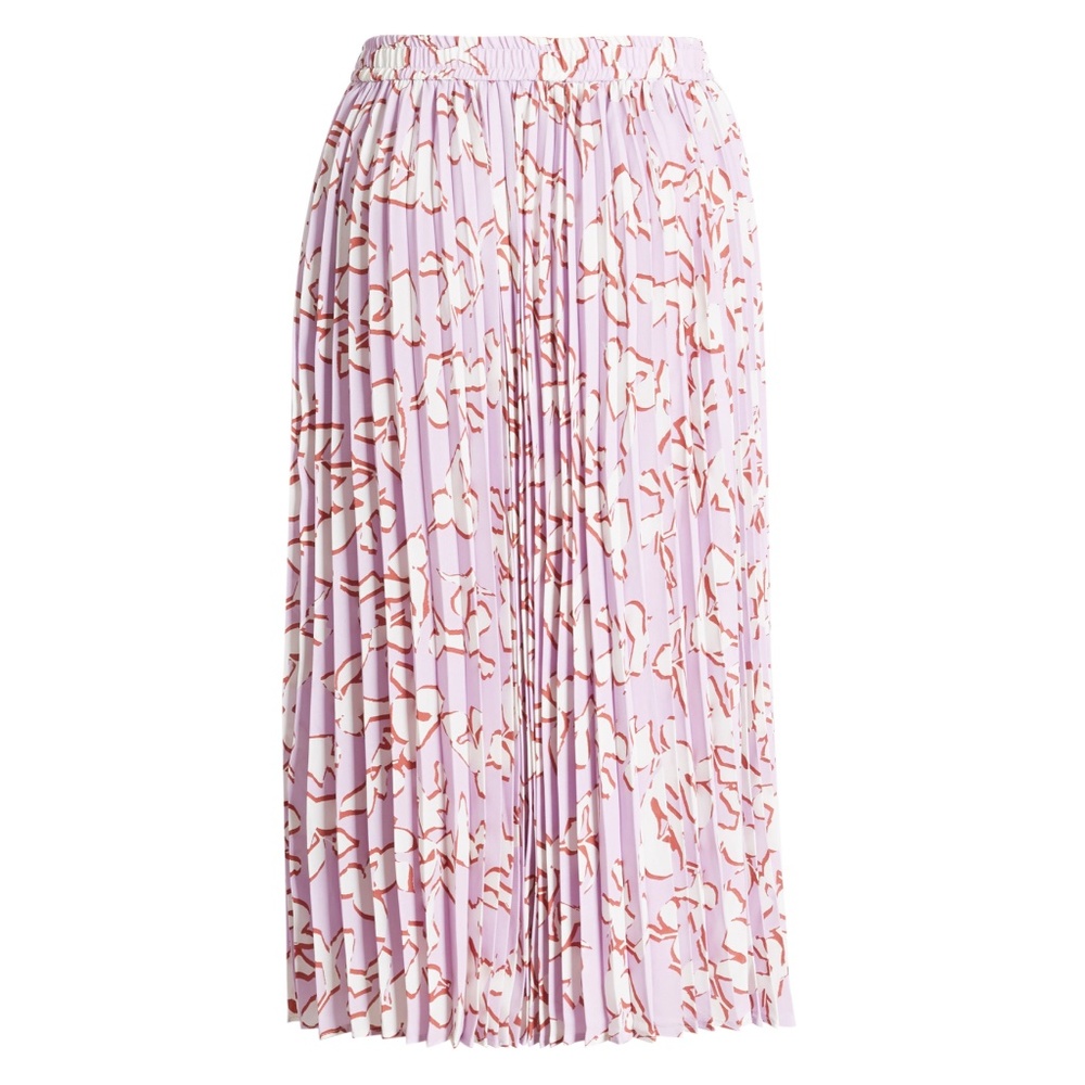 Halogen Pleated Chiffon Purple Floral Midi Skirt L